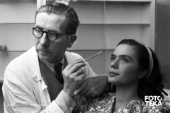 Jan Dobracki, Lidia Korsakówna podczas realizacji filmu „Przygoda na Mariensztacie” (1953)