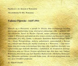 Metryka urodzenia Tadeusza Fijewskiego. / źródło: Tłumaczenie metryk z języka rosyjskiego